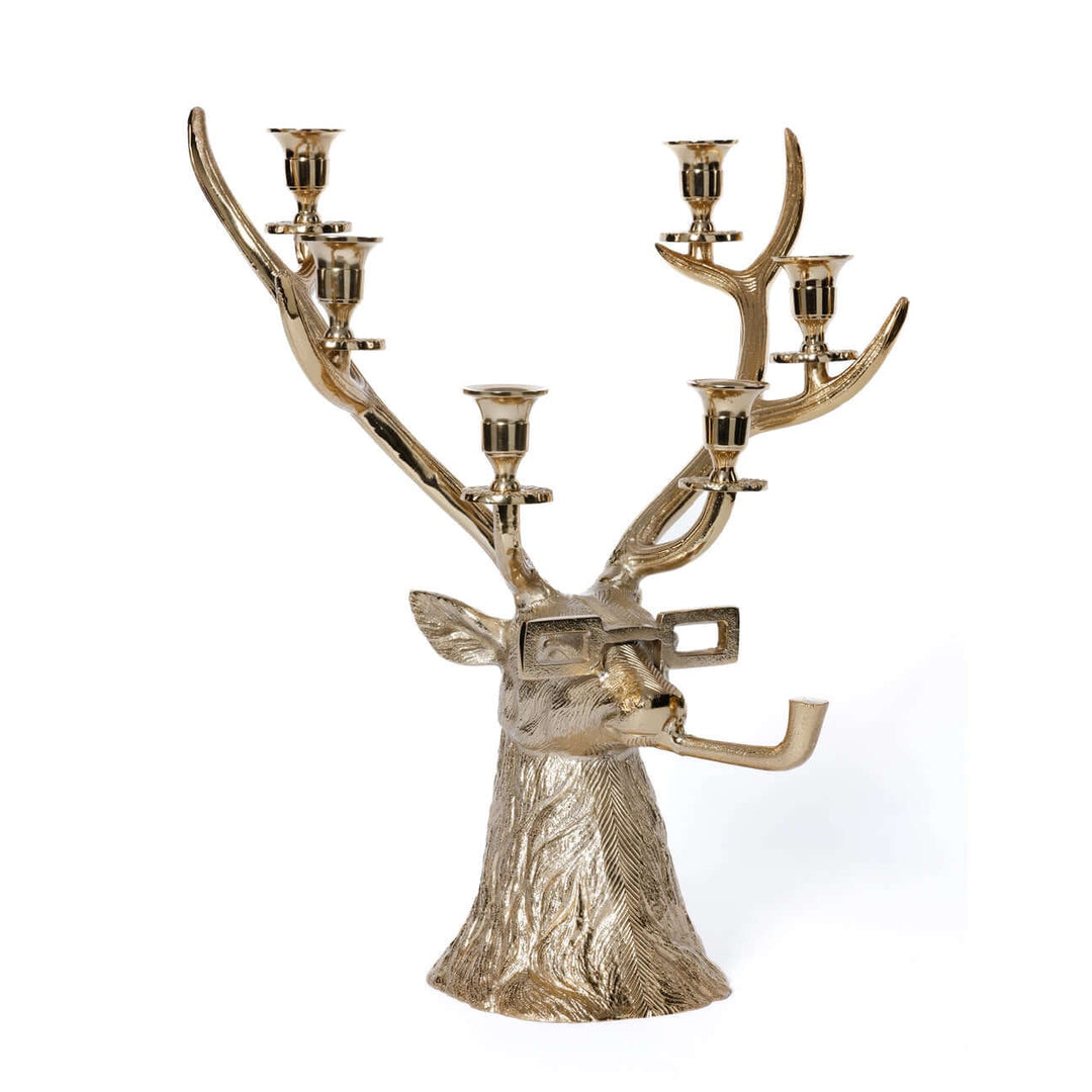Pipe-Lit Stag 6-Tier Candleholder-  Gold