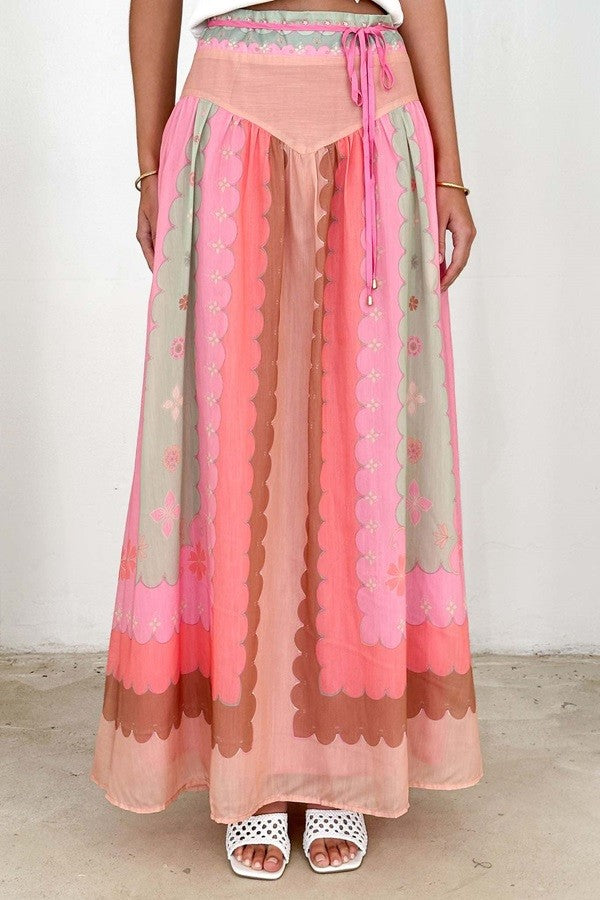 Waves Of Paradise Printed A-Line Skirt