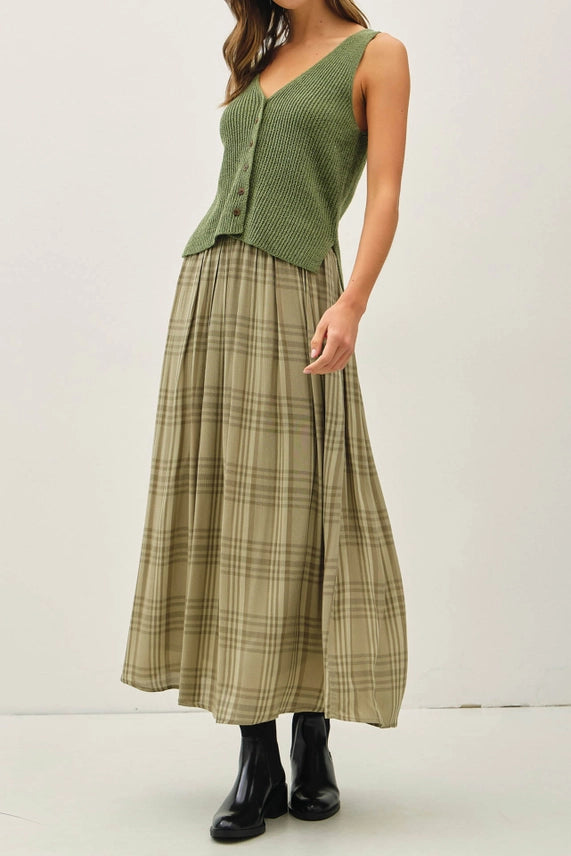 Seasons Change Plaid Skirt in Spruce