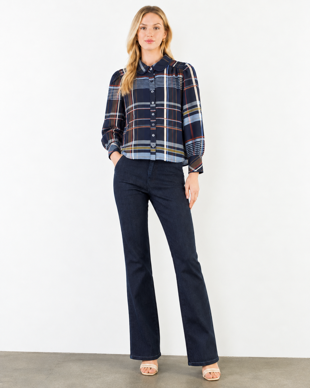 Trust What You Know Navy Plaid Top
