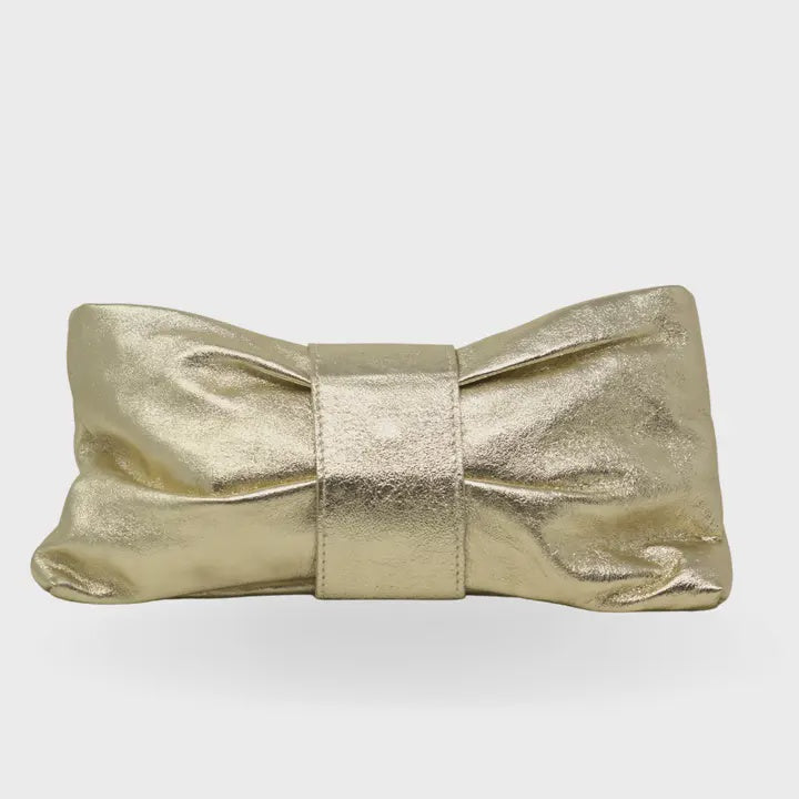 Genuine Italian Leather Clutch and Crossbody Bag in Gold