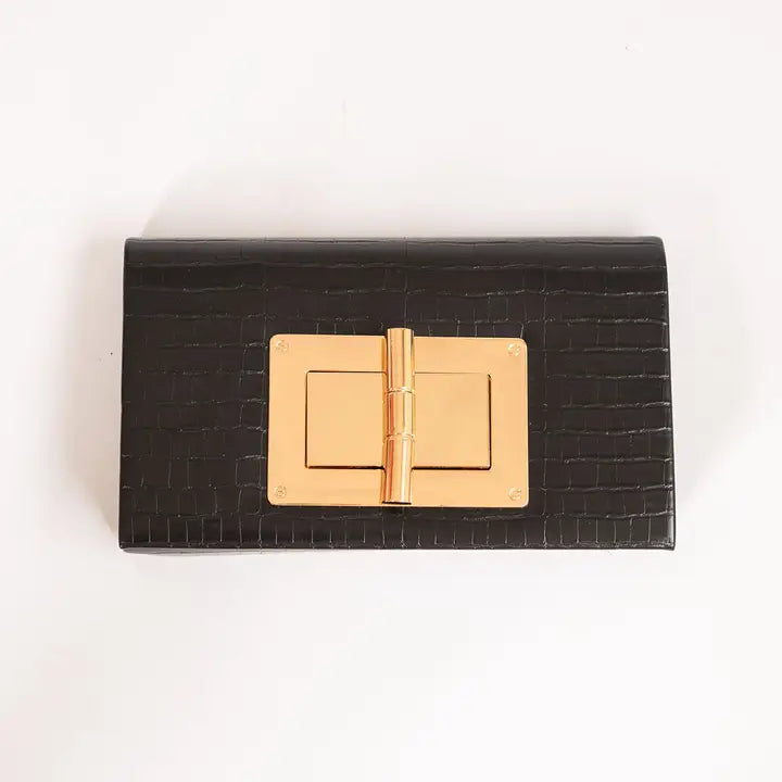 Lisi Lerch Black Croc Lillian Clutch