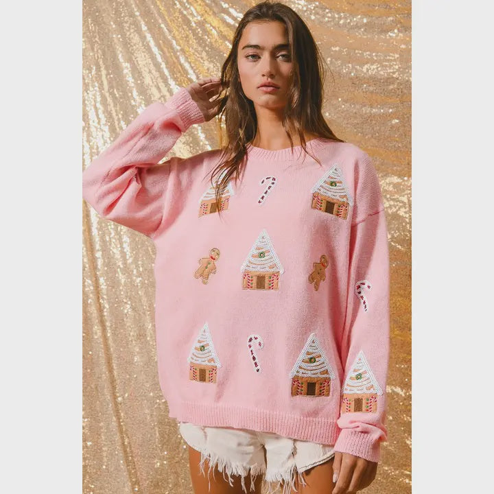 Christmas Theme Patches Sweater