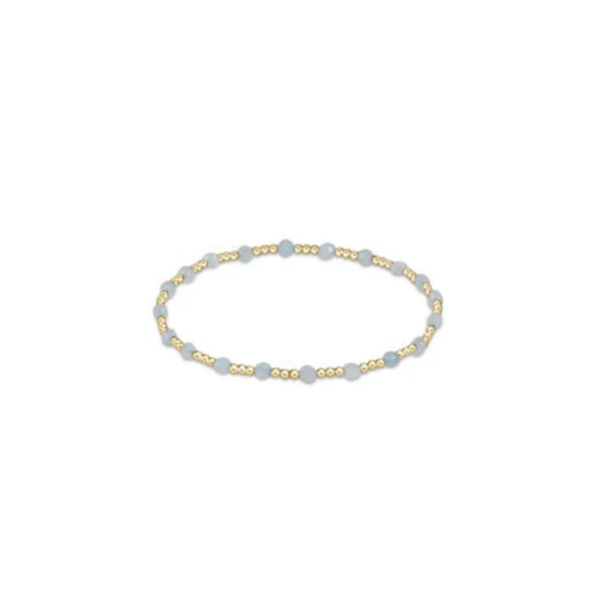 Enewton Gemstone Gold Sincerity Pattern 3mm Bead Bracelet in Aquamarine