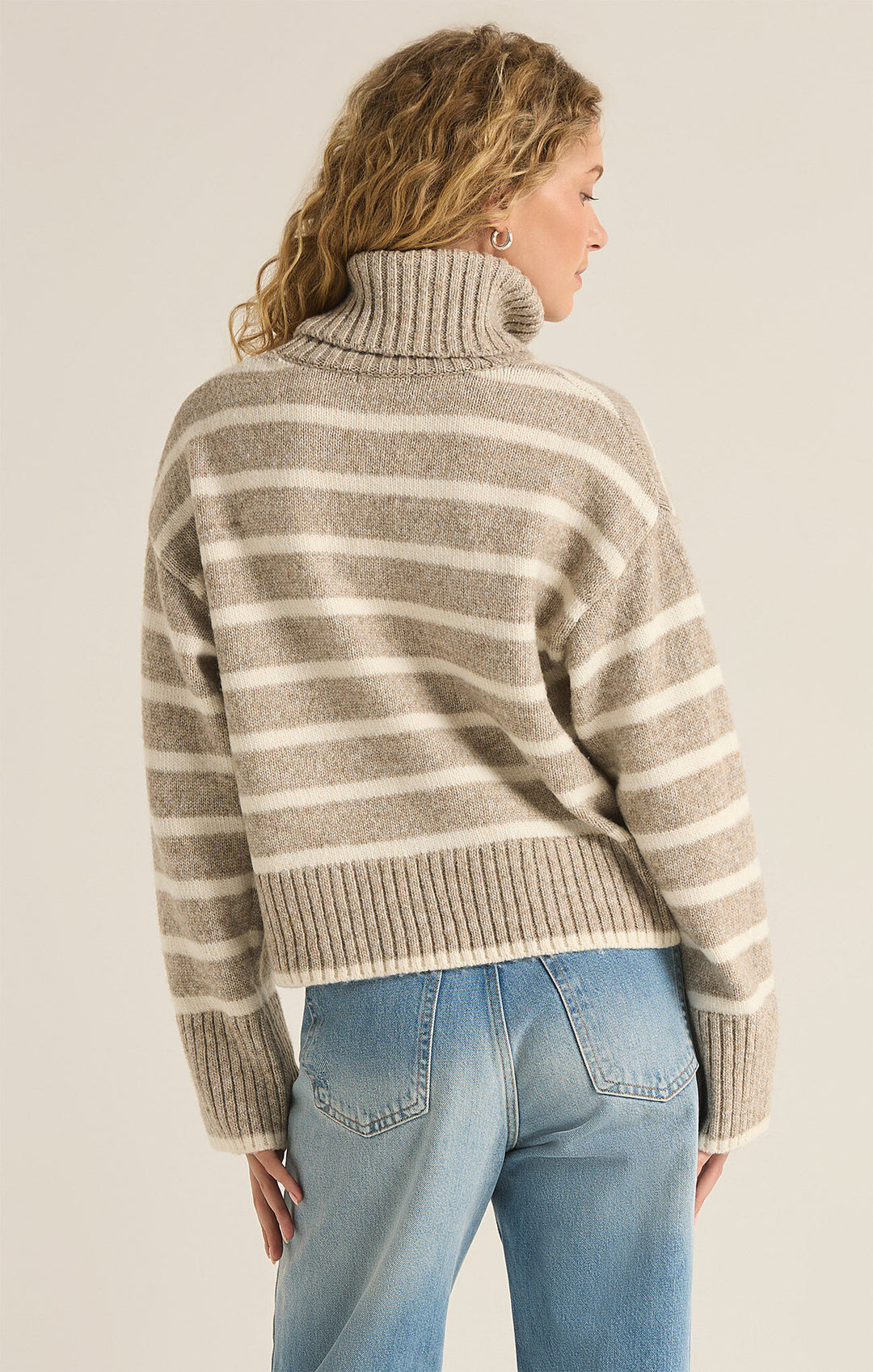 Z Supply Josephine Stripe Sweater in Heather Taupe