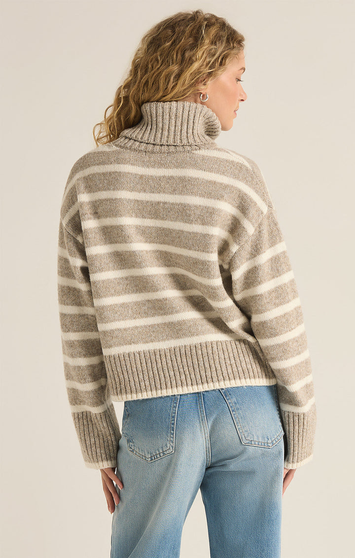 Z Supply Josephine Stripe Sweater in Heather Taupe