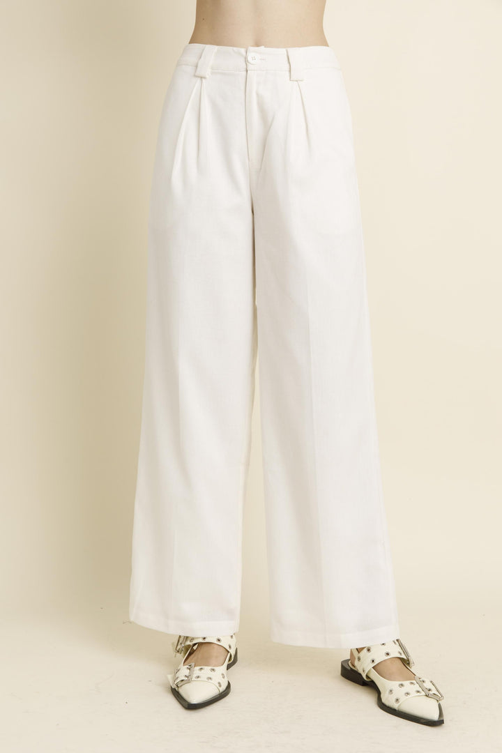 Linen Full Length Pant in Ivory