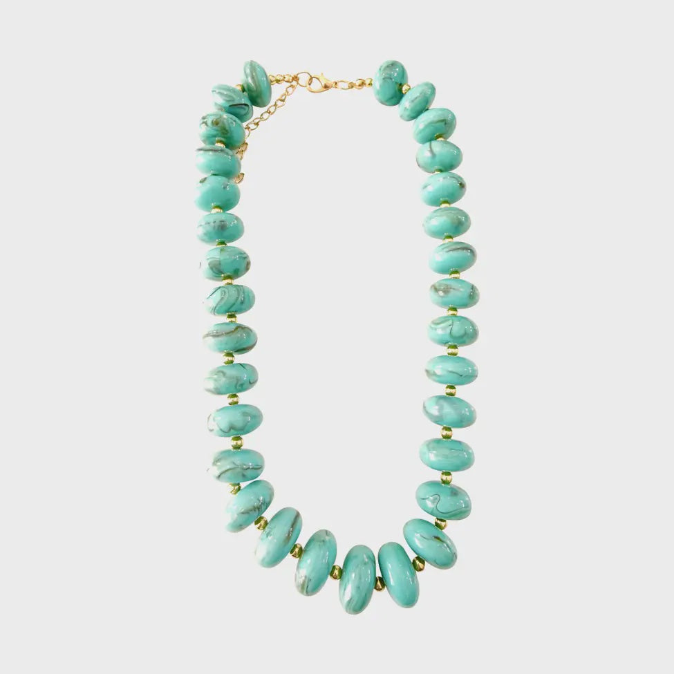 Holly Chunky Beaded Necklace in Turquoise