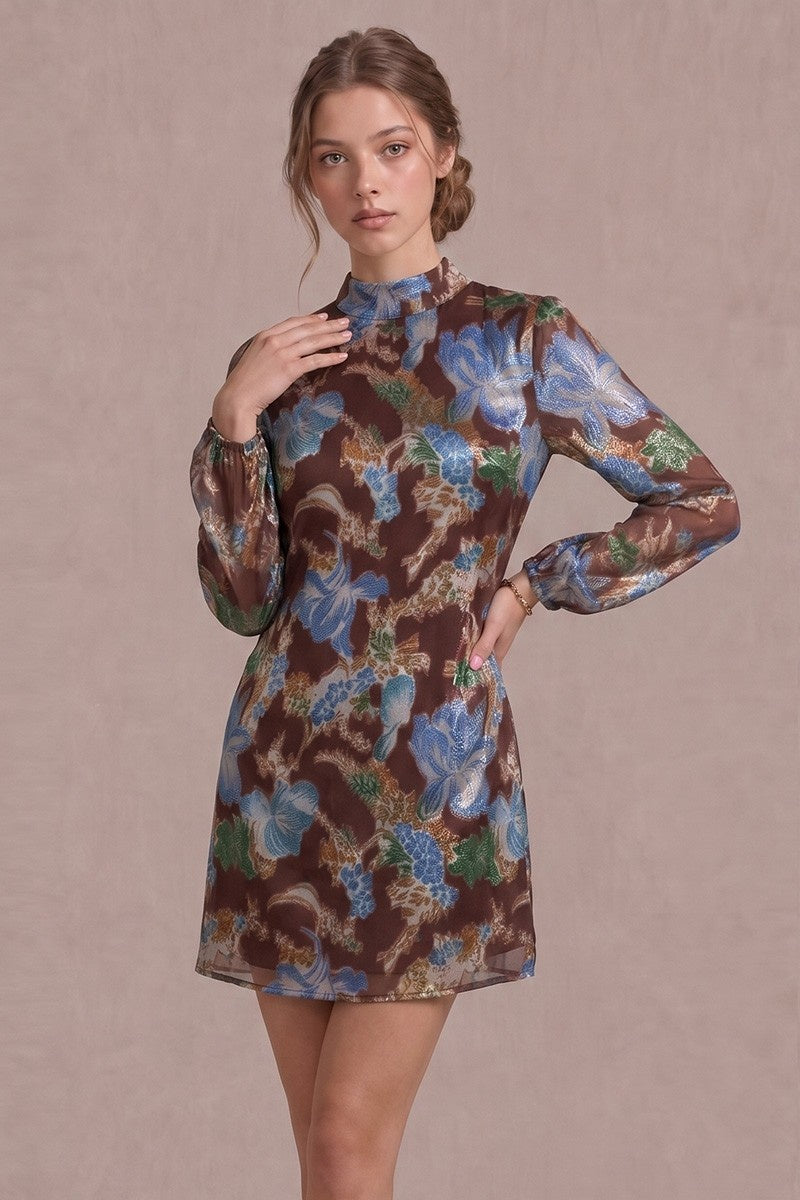 So In The Moment Brown Floral Mini Dress