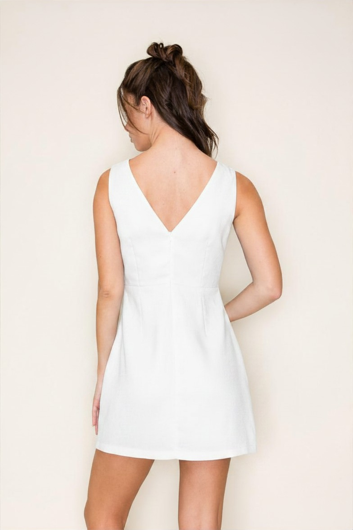 Classic Boat Neck Mini Dress in Off White