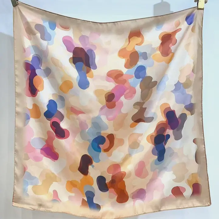 Mirage Satin-Like Square Scarf in Beige