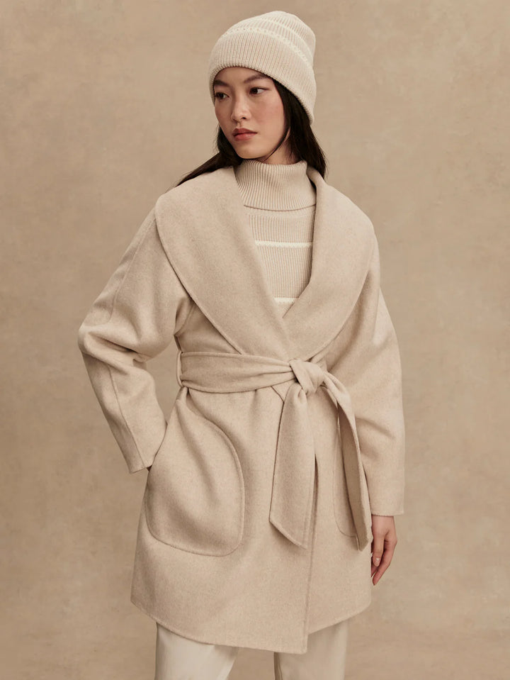 Varley Edgemere Wrap Jacket in Pumice Stone Marl