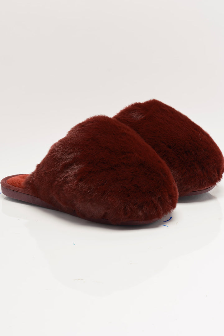 Free People Snowball Slipper in Cabernet Faux Fur