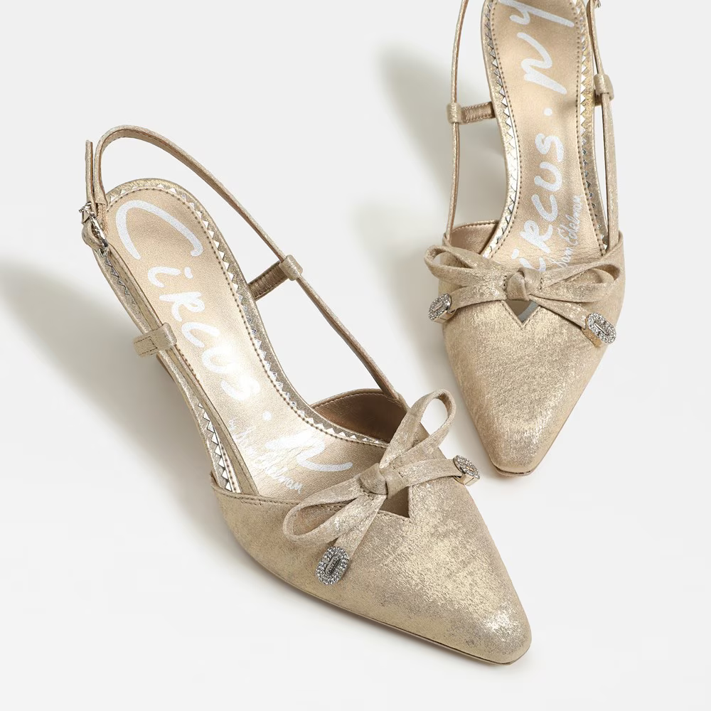 Circus NY by Sam Edelman Monica Slingback Pump in Soft Gold Shimmer Fabric