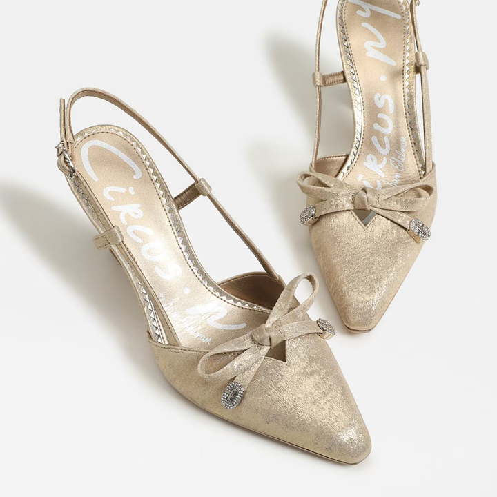 Circus NY by Sam Edelman Monica Slingback Pump in Soft Gold Shimmer Fabric