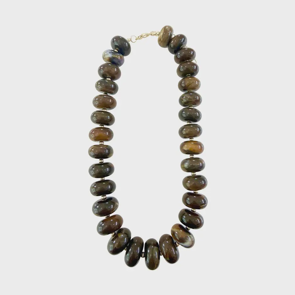 Liberty Chunky Beaded Necklace in Brown