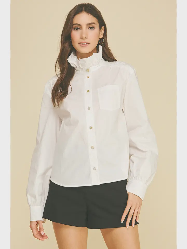 As It Is White Button Down Top