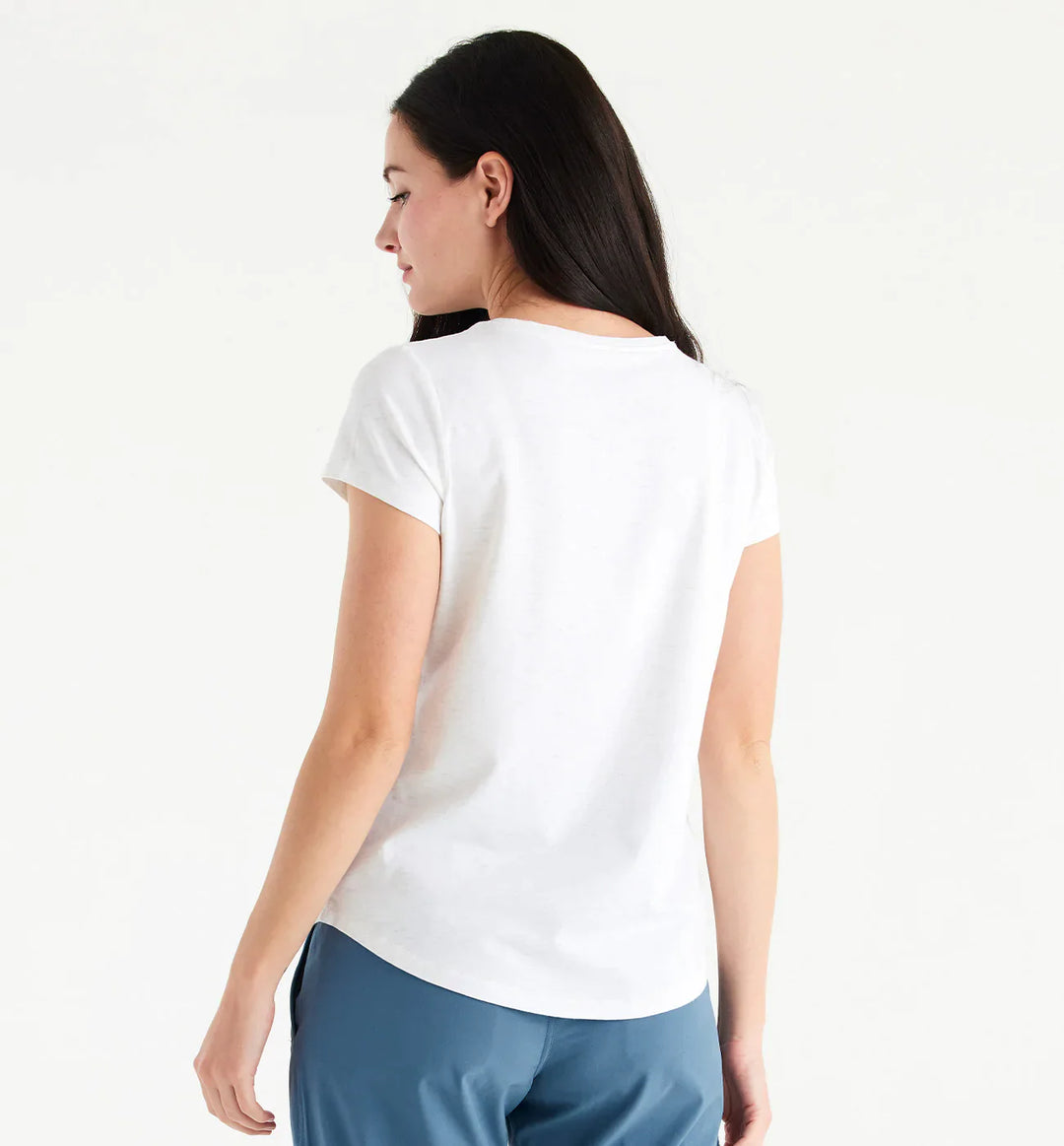 Free Fly Women's Bamboo Current Tee in Heather Bright White
