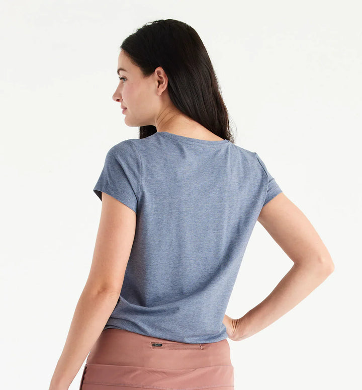 Free Fly Women's Bamboo Current Tee in Heather Stonewash