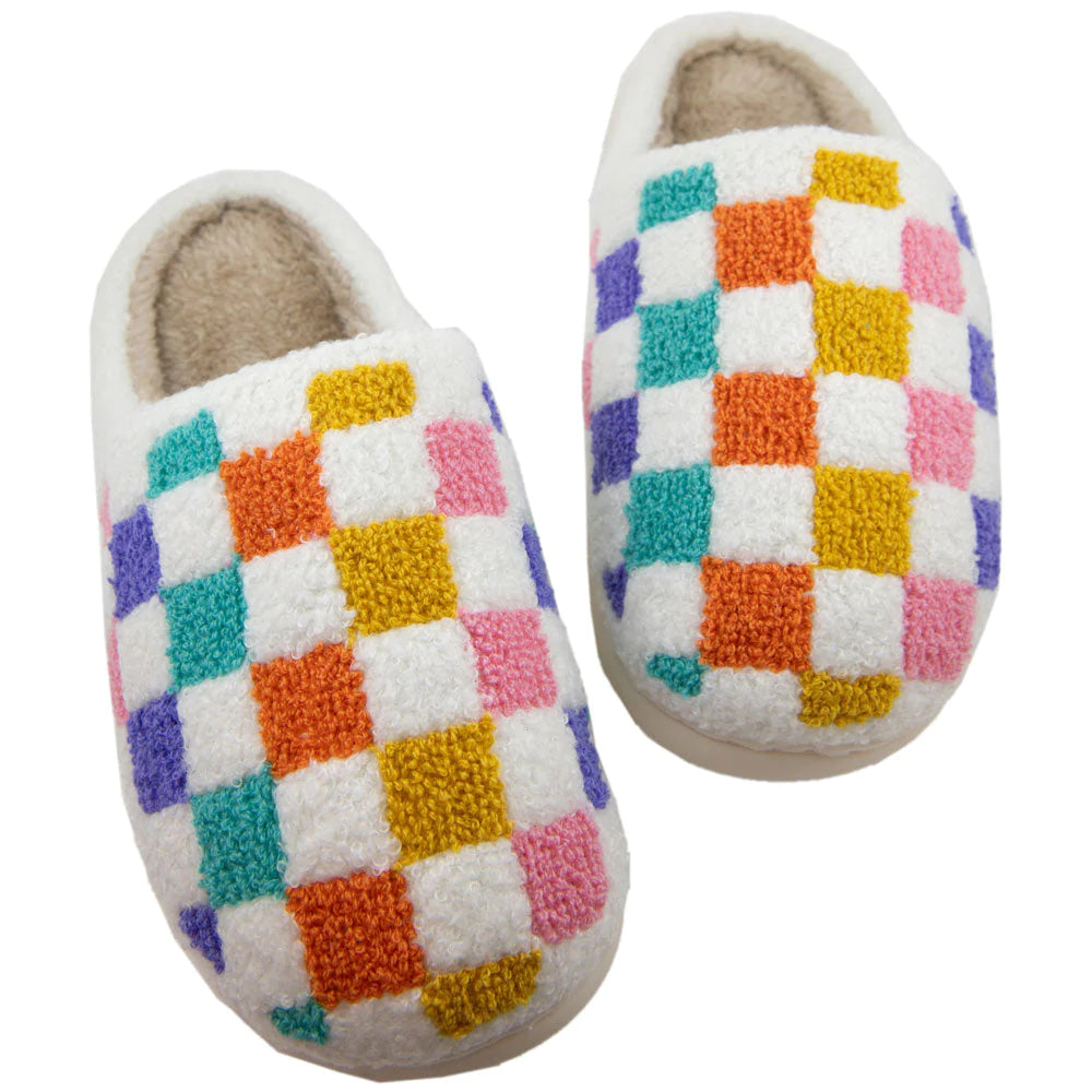 Multicolored Checkered Pattern Slippers
