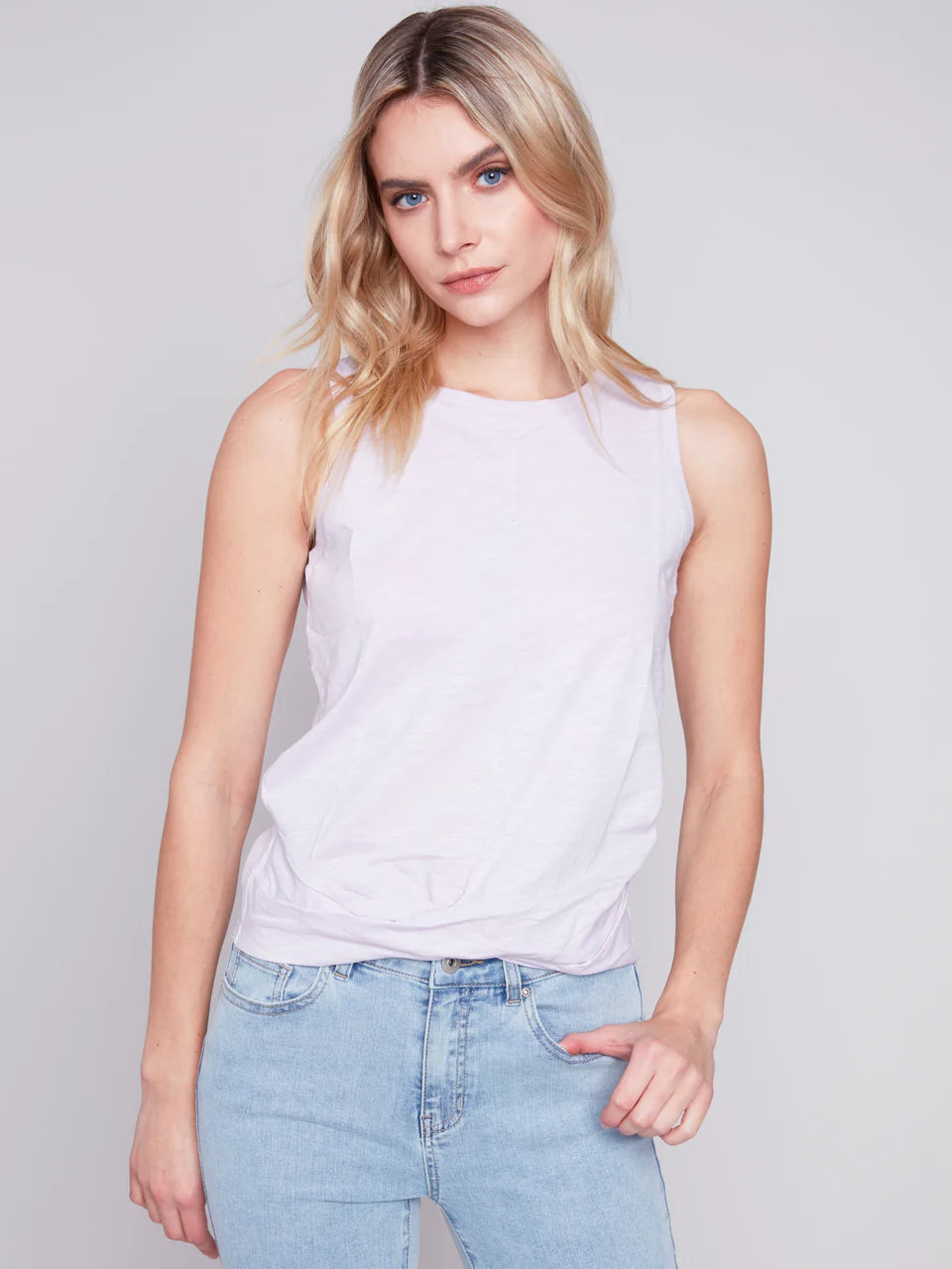 Organic Cotton Tank Top with Knot Detail - Lavender