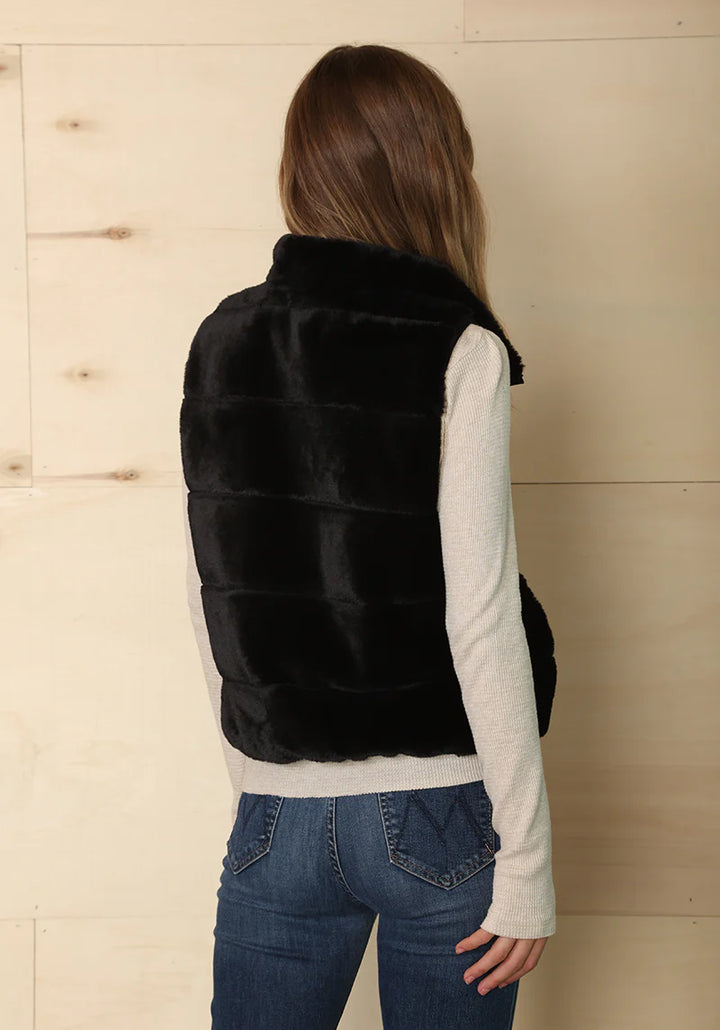 Dylan Classic Reversible Fur Vest in Black
