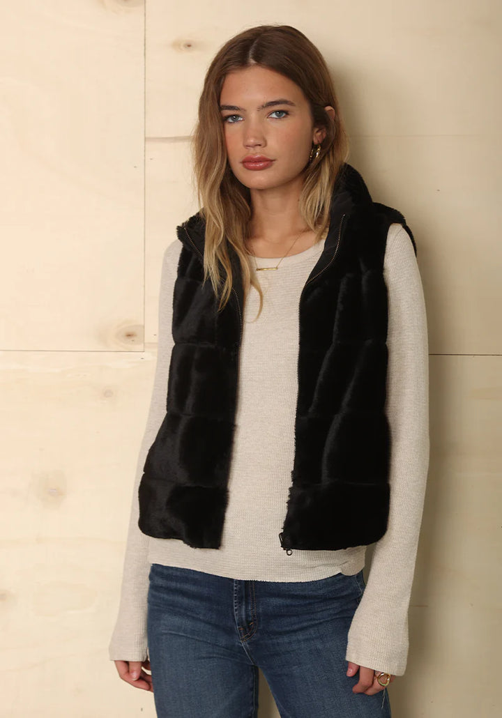 Dylan Classic Reversible Fur Vest in Black
