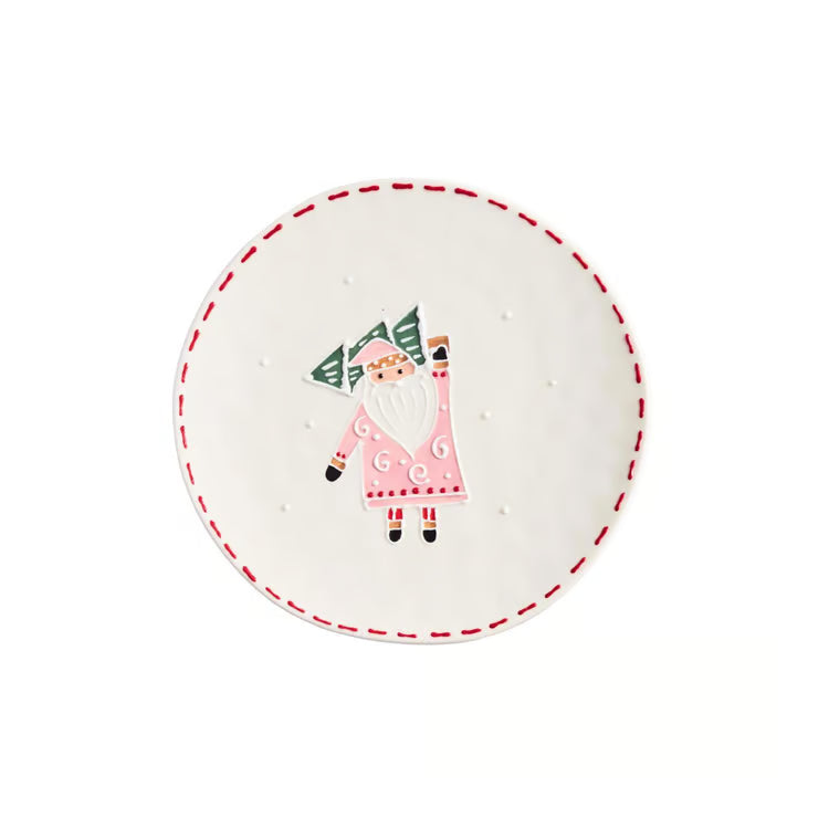 Mary Square Sculpted Plate in Winter Whimsy Santa
