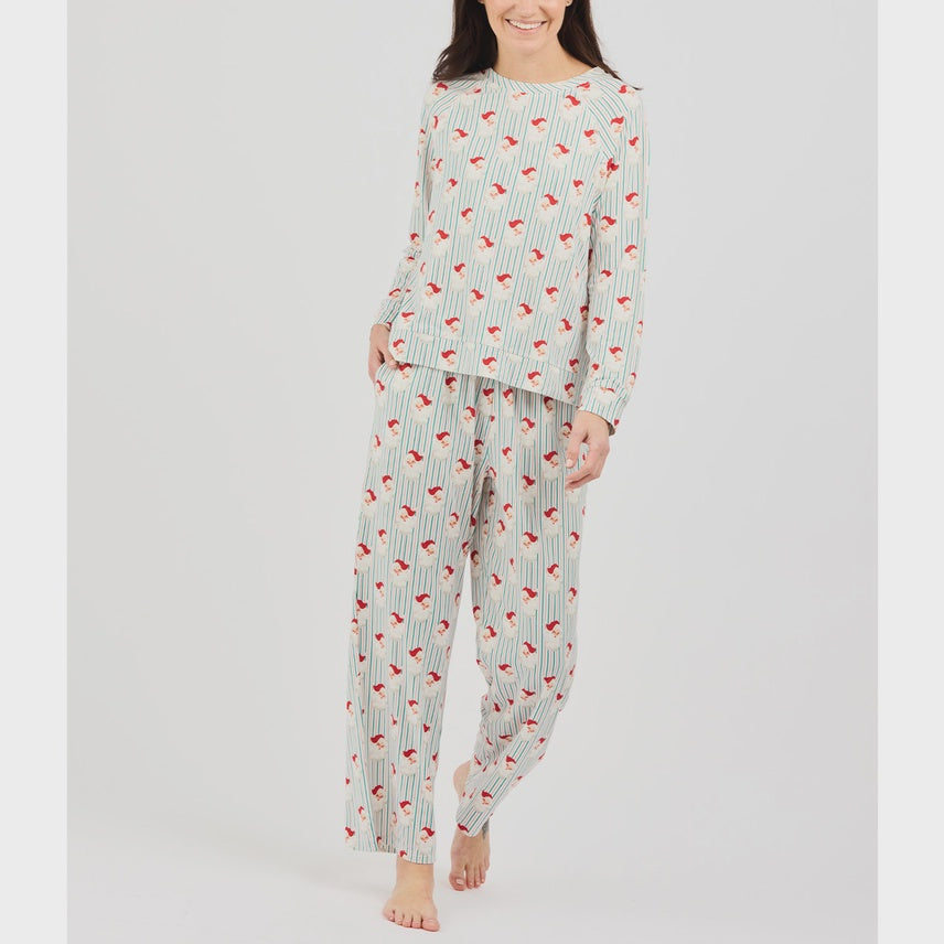 Pj Annie Long Sleeve & Pants Set  in Santa Baby Stripes