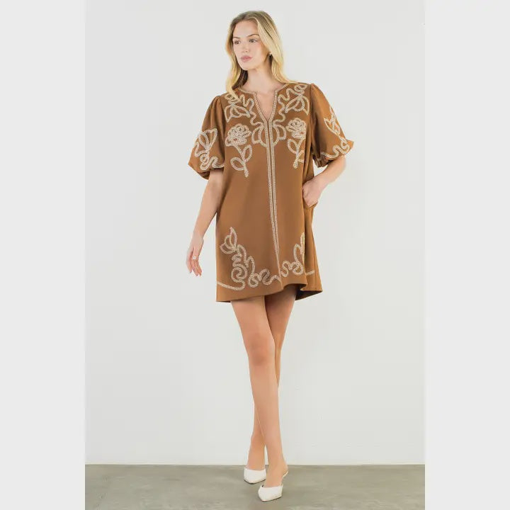Nicely Done Brown Pattern Mini Dress