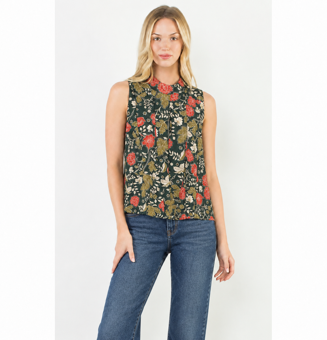 Ease Into It Green Floral Top