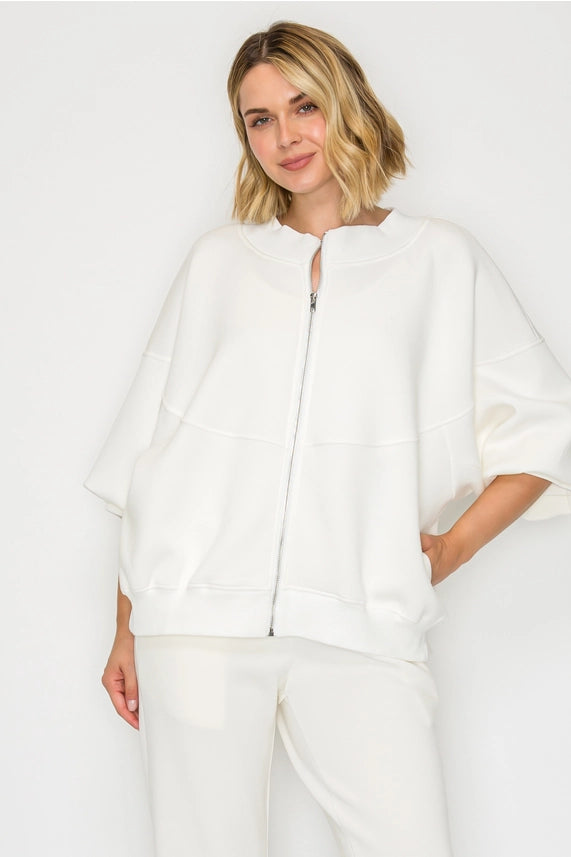 Finella Stretch French Scuba Jacket in White