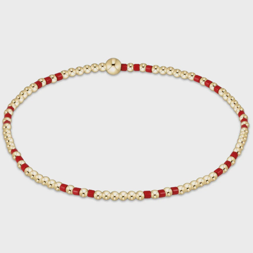 Enewton Gameday Hope Joy Pattern 2mm Bead Bracelet- Bright Red
