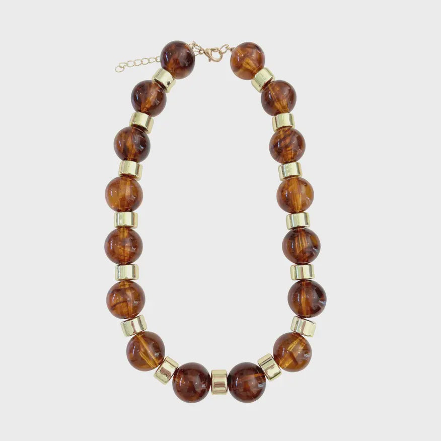 Jessica Chunky Beaded Necklace in Tortoise