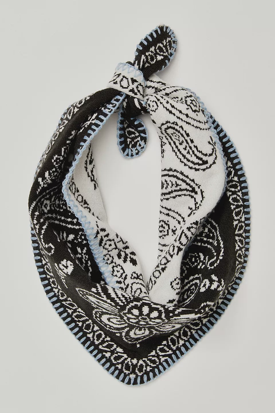 Free People Carmen Knitted Triangle Bandana in Angel White