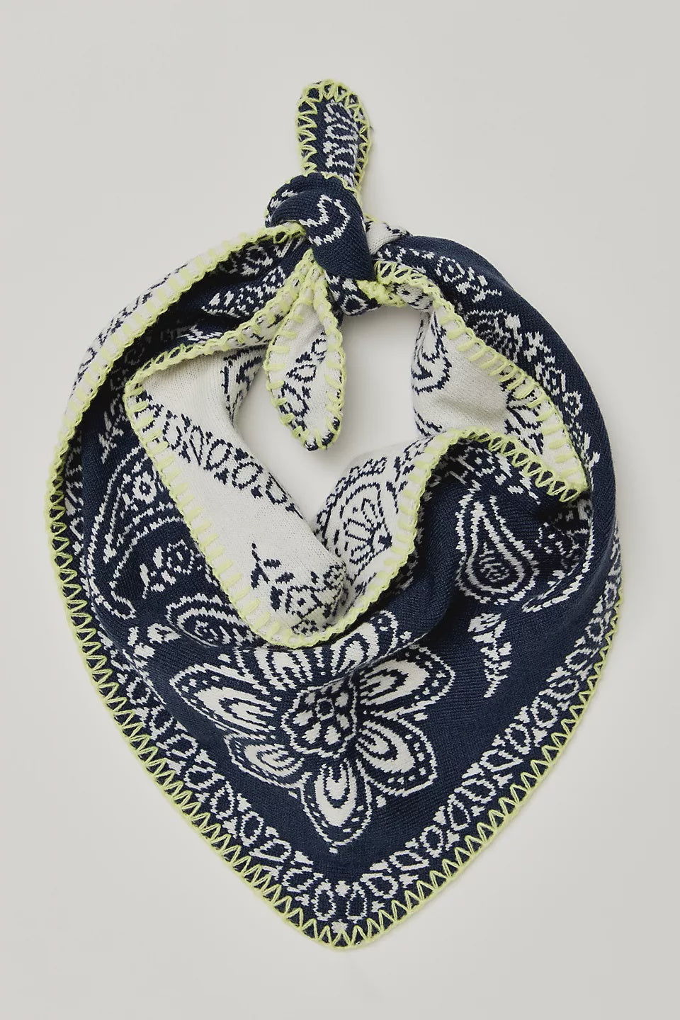 Free People Carmen Knitted Triangle Bandana in Denim Jeans