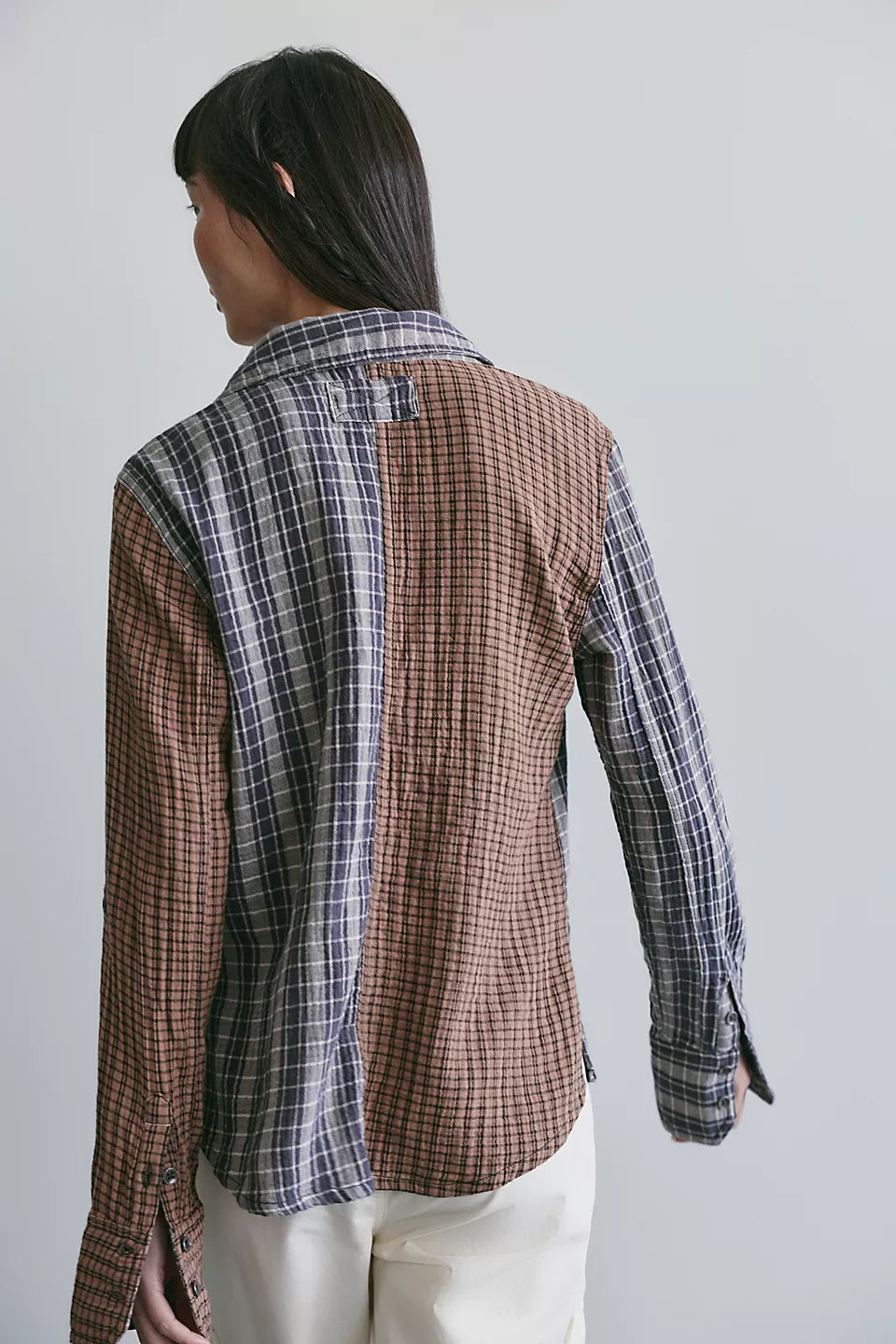 Free People WTF Benny Slim Plaid Button-Down