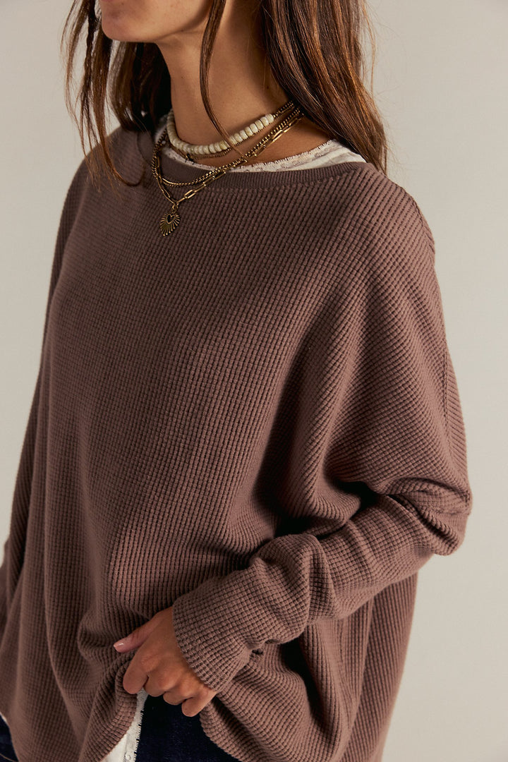 Free People Latte Blues Solid Thermal in Leafless Tree