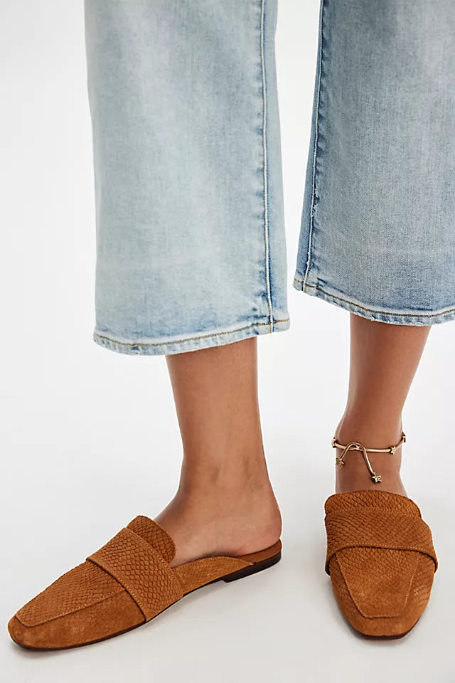 Free People At Ease Embossed Loafers in Tan Suede