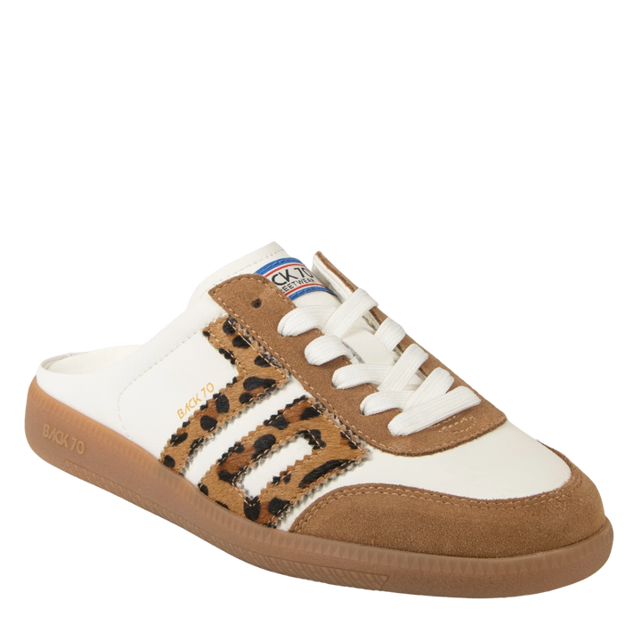 Back 70 EASTER Backless Sneakers in WHITE LEOPARD