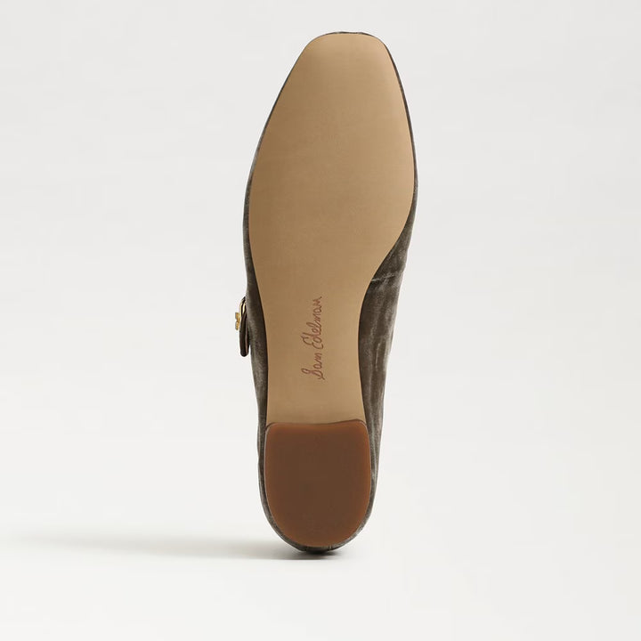 Sam Edelman Michaela Mary Jane Flat in Dark Silver Sage Velvet