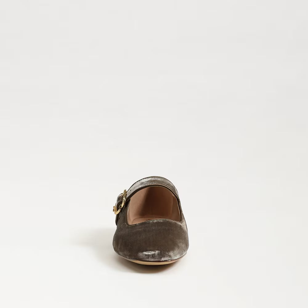 Sam Edelman Michaela Mary Jane Flat in Dark Silver Sage Velvet