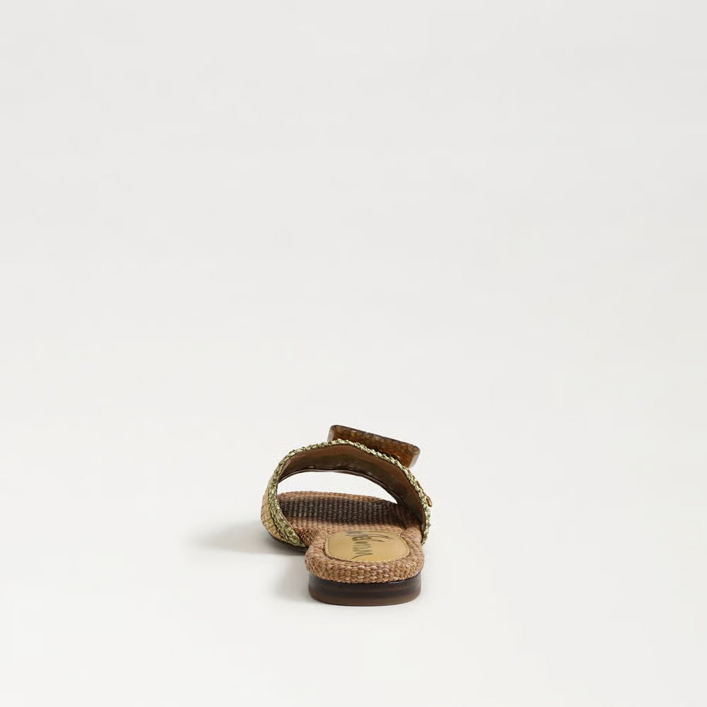 Sam Edelman Bambi Slide Sandal in Washed Sage/Multi Faux Raffia