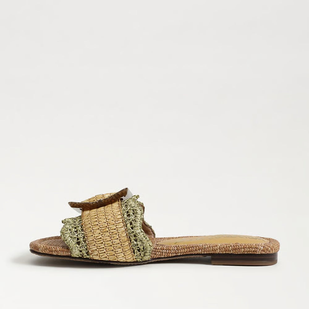 Sam Edelman Bambi Slide Sandal in Washed Sage/Multi Faux Raffia