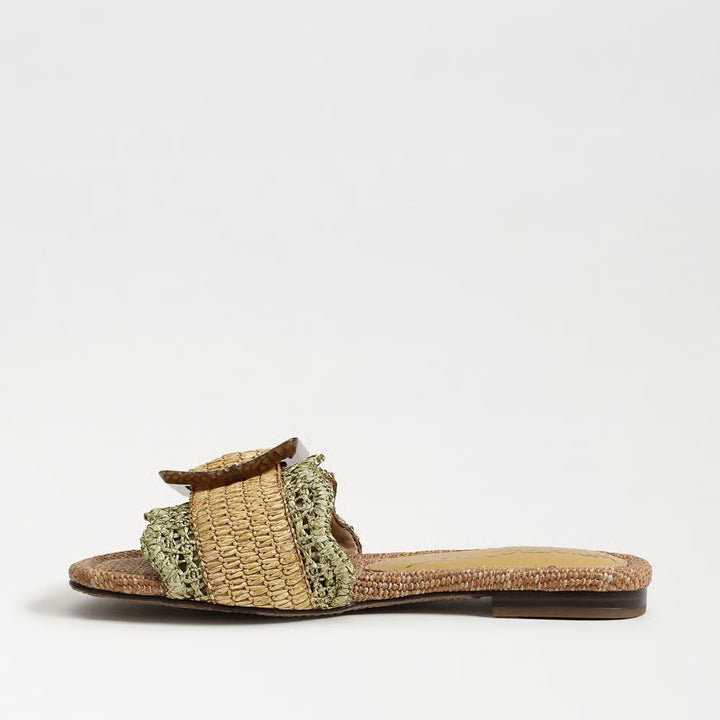Sam Edelman Bambi Slide Sandal in Washed Sage/Multi Faux Raffia