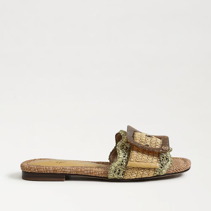 Sam Edelman Bambi Slide Sandal in Washed Sage/Multi Faux Raffia