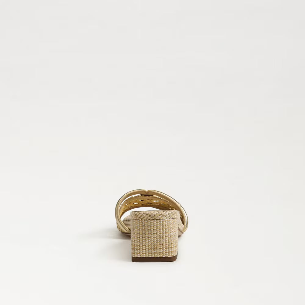 Sam Edelman Waylon Weave Slide Sandal in Amber Gold Leather