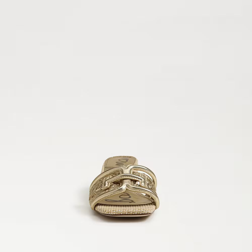 Sam Edelman Waylon Weave Slide Sandal in Amber Gold Leather