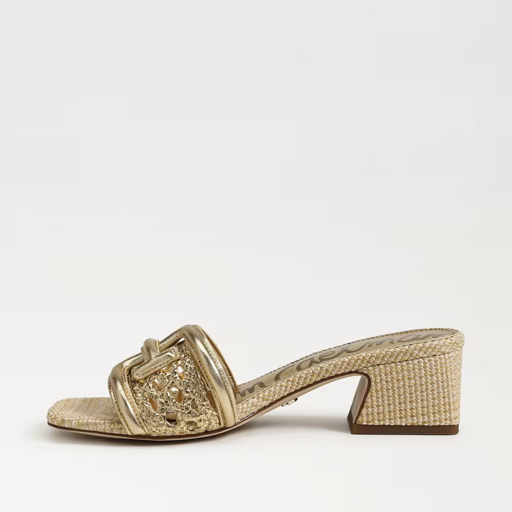 Sam Edelman Waylon Weave Slide Sandal in Amber Gold Leather