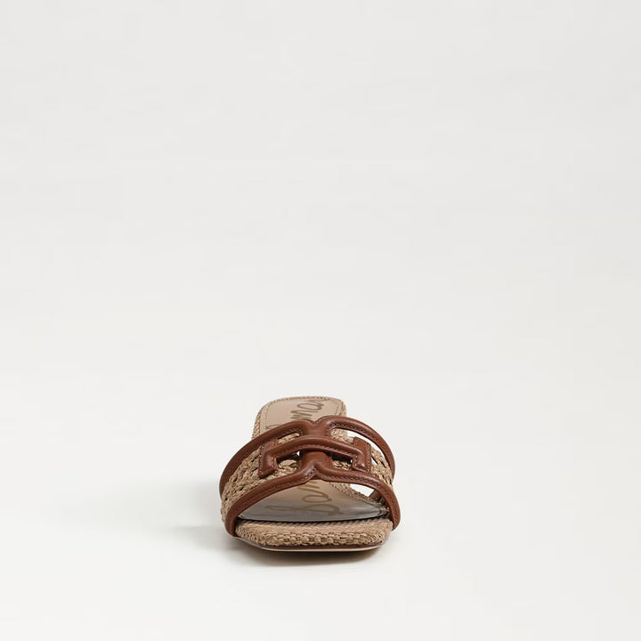 Sam Edelman Waylon Weave Slide Sandal in Rich Cognac Leather